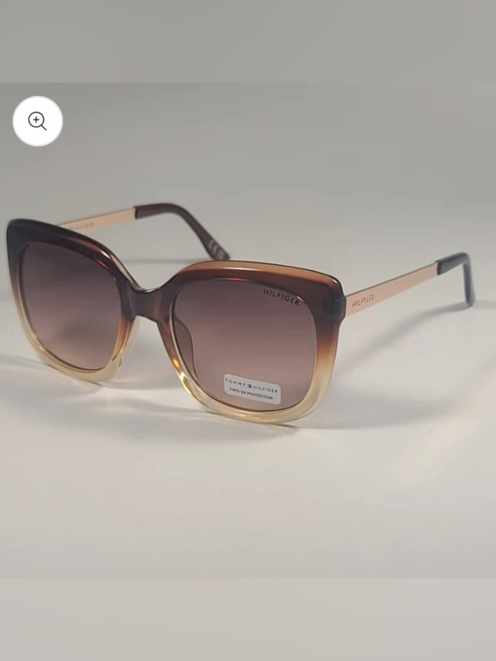 Tommy Hilfiger WM OL608 Oversized Sunglasses Brown Crystal & Gold Brown Gradient